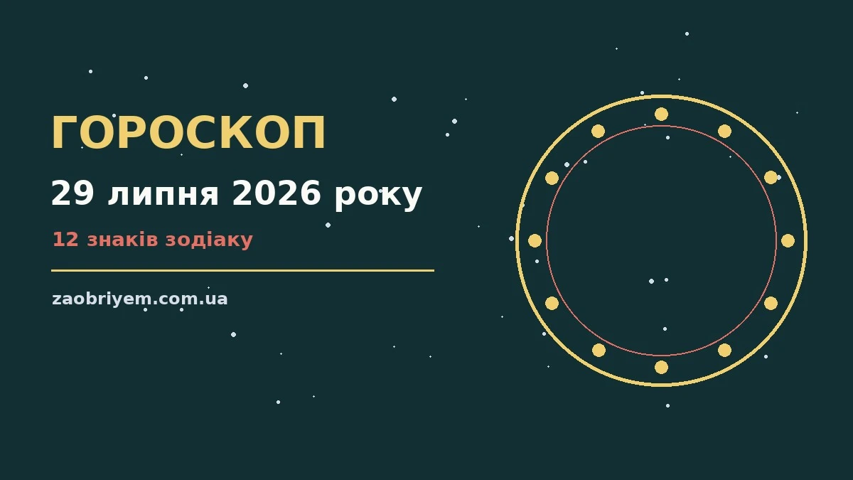 Зоряний гороскоп на 29 липня 2026 року для дванадцяти знаків Зодіаку