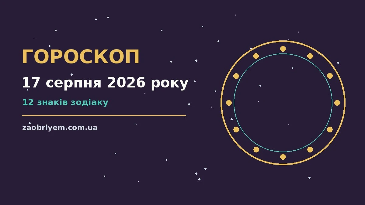Зодіакальний круг на тлі ранкового неба, ілюстрація до гороскопу на 17 серпня 2026 року