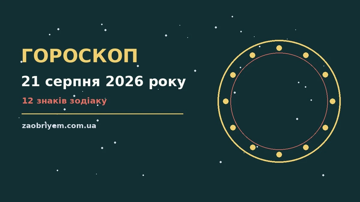Щоденний гороскоп на 21 серпня 2026 року: загальний огляд дня і поради для дванадцяти знаків Зодіаку