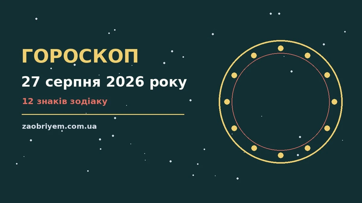 Щоденний гороскоп на 27 серпня 2026 року для дванадцяти знаків зодіаку з порадами щодо планування і навчання